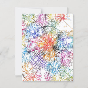 Moscow Russia City Map Postcard