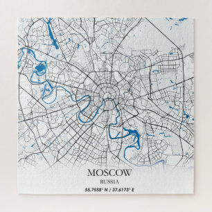 Moscow Russia City Map Travel Simple Jigsaw Puzzle