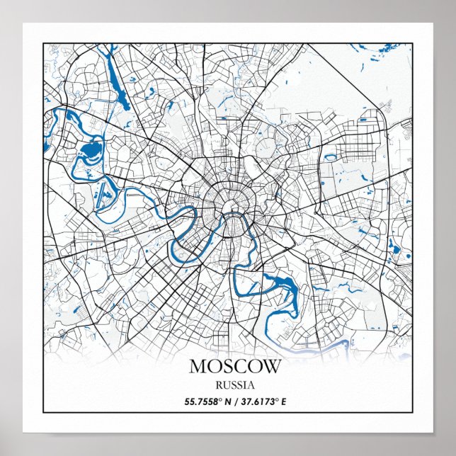 Moscow Russia City Map Travel Simple Poster (Front)