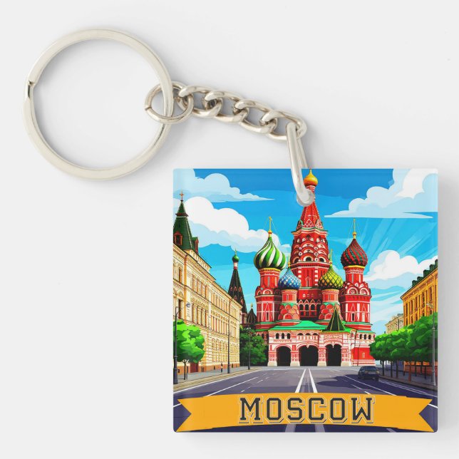 🧲 Moscow Russia City Memory Keychain (Front)