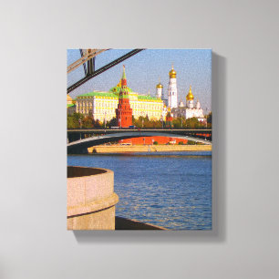 Moscow Russia Kremlin Architecture Moskva River Canvas Print