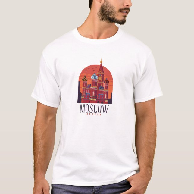 Moscow Russia Kremlin Skyline T-Shirt (Front)