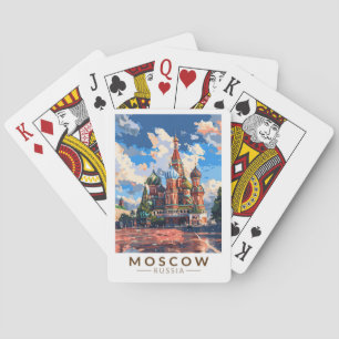 Moscow Russia Red Square Travel Art Vintage Playing Cards