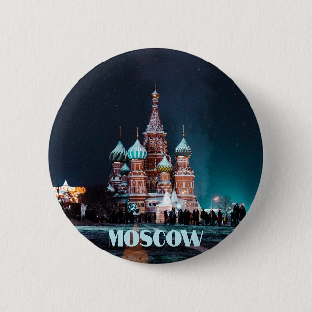 Moscow Russia St. Basil’s Cathedral 2 Inch Round Button (Front)