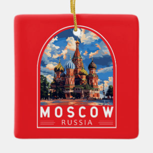 Moscow Russia Travel Art Vintage Ceramic Ornament