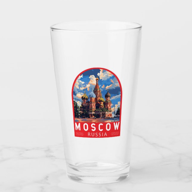 Moscow Russia Travel Art Vintage Glass (Front)