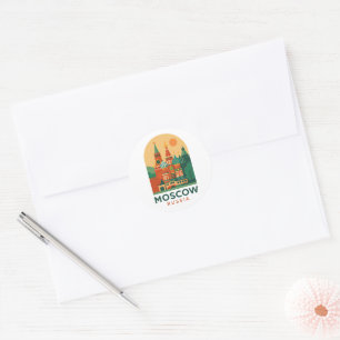 Moscow Russia Vintage Travel Art Retro Classic Round Sticker