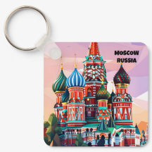 Moscow Russia vintage travel keychain