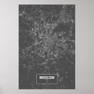 Moscow, Russia (white on black) Poster
