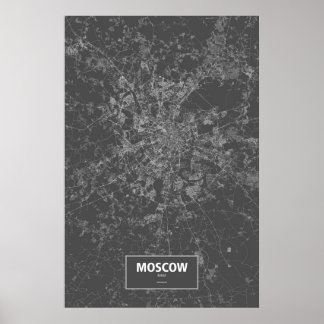 Moscow, Russia (white on black) Poster