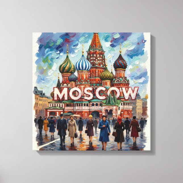Moscow St Basil Skyline Scene Canvas Art (Front)