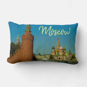 Moscow St Basil's Cathedral Red Square Kremlin Lumbar Pillow