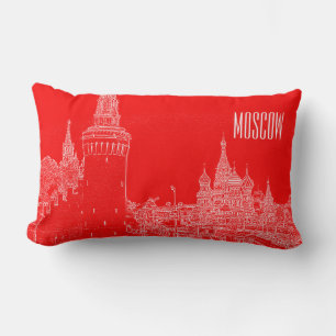 Moscow St Basil's Cathedral Red Square Sketch Lumbar Pillow
