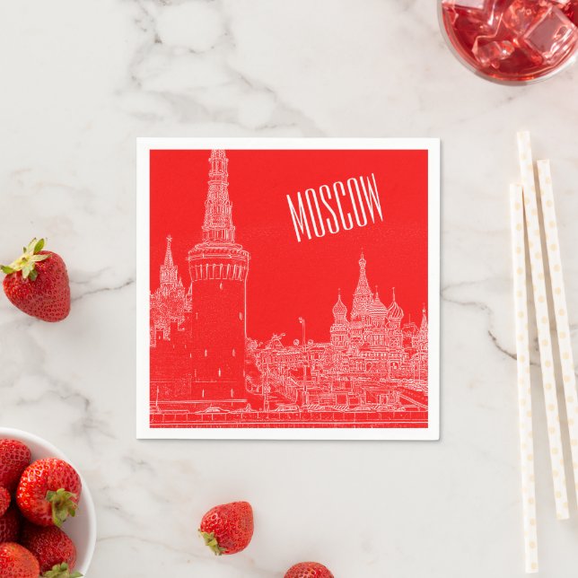 Moscow St Basil's Cathedral Red Square Sketch Napkin (Insitu)