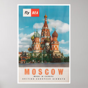 Moscow Travel Poster Russia Art Vintage Print
