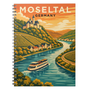 Mosel Germany Sunset Vintage Travel Art Notebook