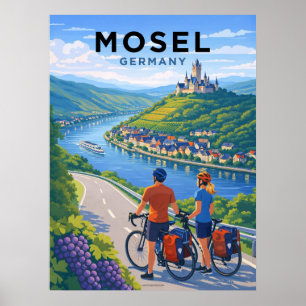 Mosel River Germany Travel Art Vintage Poster