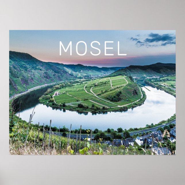 Moselle Calmont Loop Bremm Sunset River Souvenir Poster (Front)