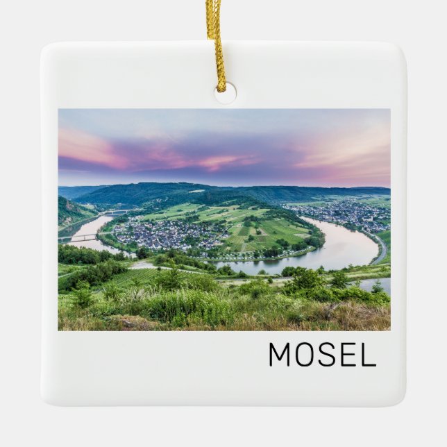 Moselle Loop Sunset Kroev Panorama Germany Ceramic Ornament (Front)