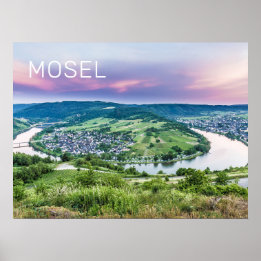 Moselle Loop Sunset Kroev Panorama Germany Poster