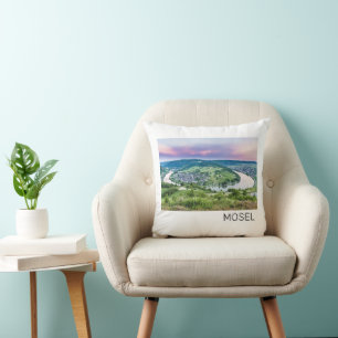 Moselle Loop Sunset Kroev Panorama Germany Throw Pillow