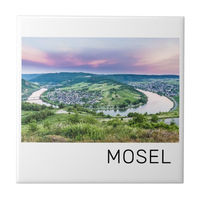Moselle Loop Sunset Kroev Panorama Germany Tile (Front)