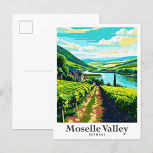 Moselle Valley Germany Vintage Travel Illustration Postcard