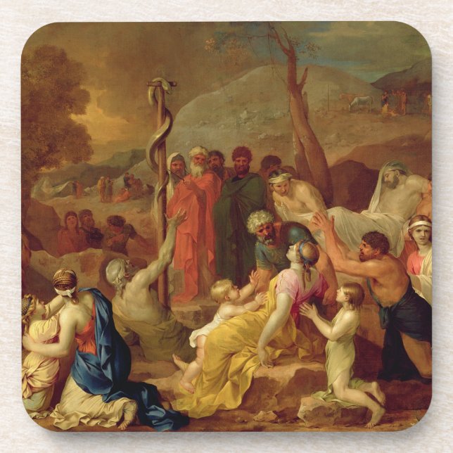 Moses and the Brazen Serpent, c.1653-54 (oil on ca Coaster (Front)