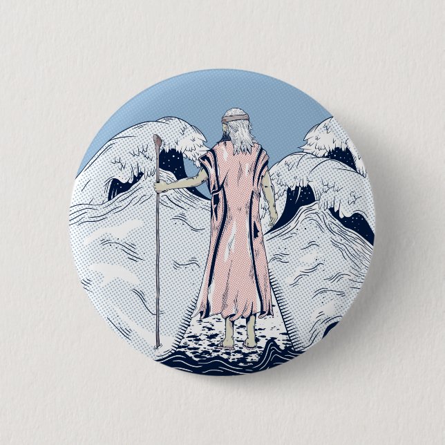Moses and the parting sea 2 inch round button (Front)