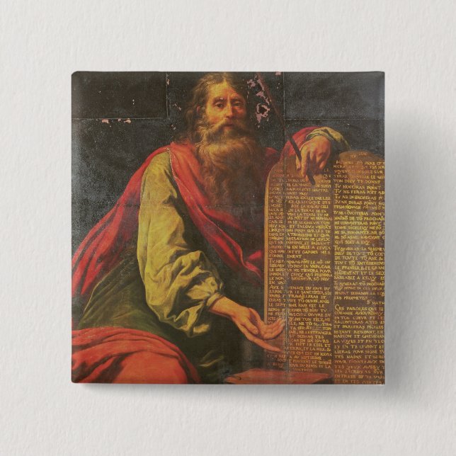 Moses and the Tablets of the Law 2 Inch Square Button (Front)
