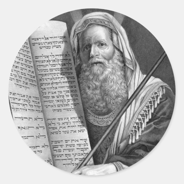 Moses and the Ten Commandments Classic Round Sticker (Front)
