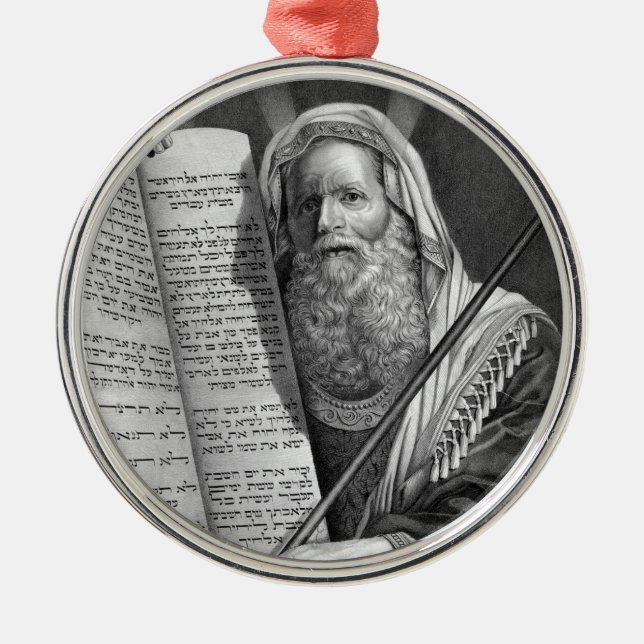 Moses and the Ten Commandments Metal Ornament (Front)