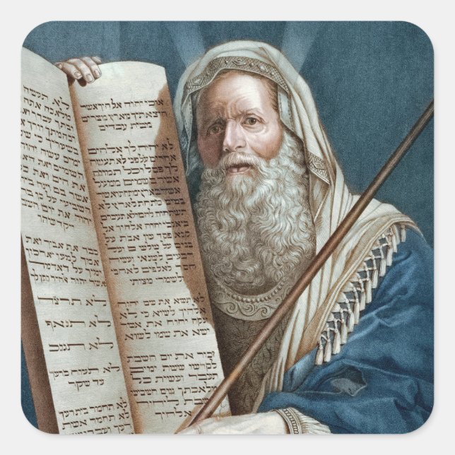 Moses and the Ten Commandments Square Sticker (Front)
