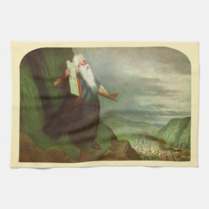 Moses and the Ten Commandments, Vintage Religion Kitchen Towel