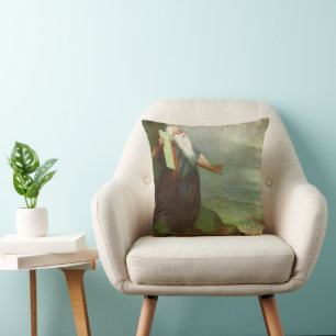 Moses and the Ten Commandments, Vintage Religion Throw Pillow