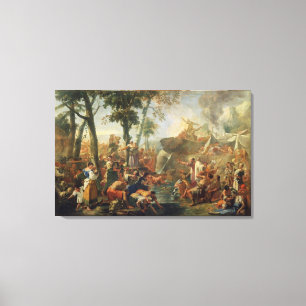 Moses Drawing Water from the Rock (oil on canvas) Canvas Print