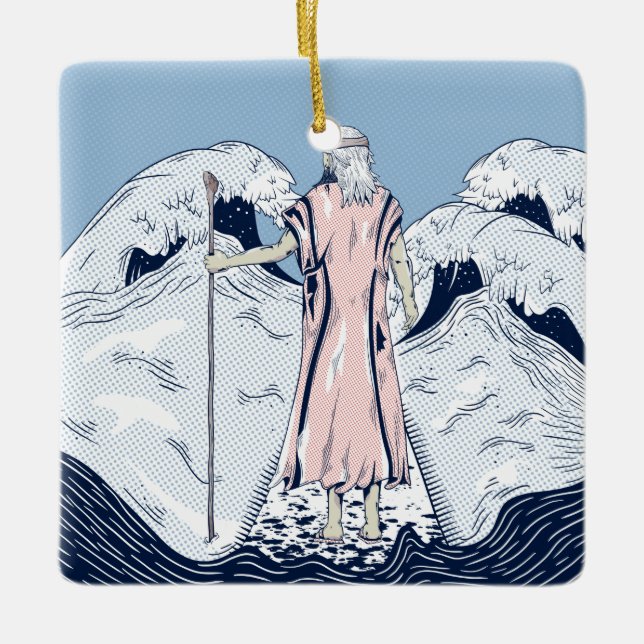 Moses Parting the red sea Ceramic Ornament (Front)