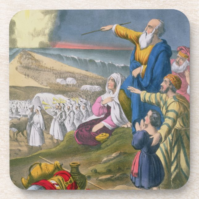 Moses Parting the Red Sea, from a bible printed by Coaster (Front)
