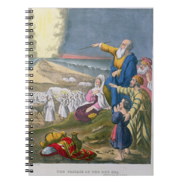 Moses Parting the Red Sea, from a bible printed by Notebook (Front)