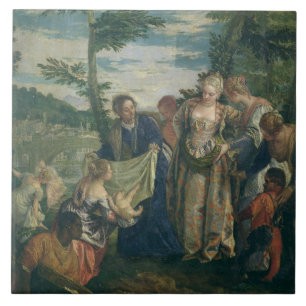 Moses Rescued from the Nile, 1580 (oil on canvas) Tile