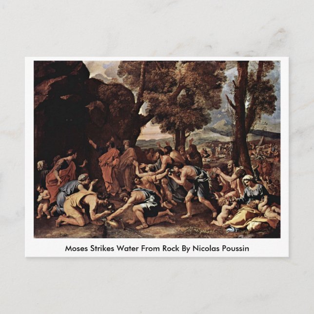 Moses Strikes Water From Rock By Nicolas Poussin Postcard (Front)