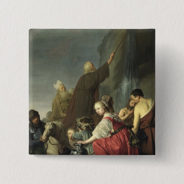 Moses Striking Water from the Rock 2 Inch Square Button (Front)