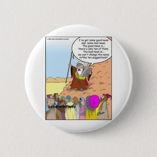 Moses & The Ten Suggestions Funny Gifts & Tees 2 Inch Round Button (Front)