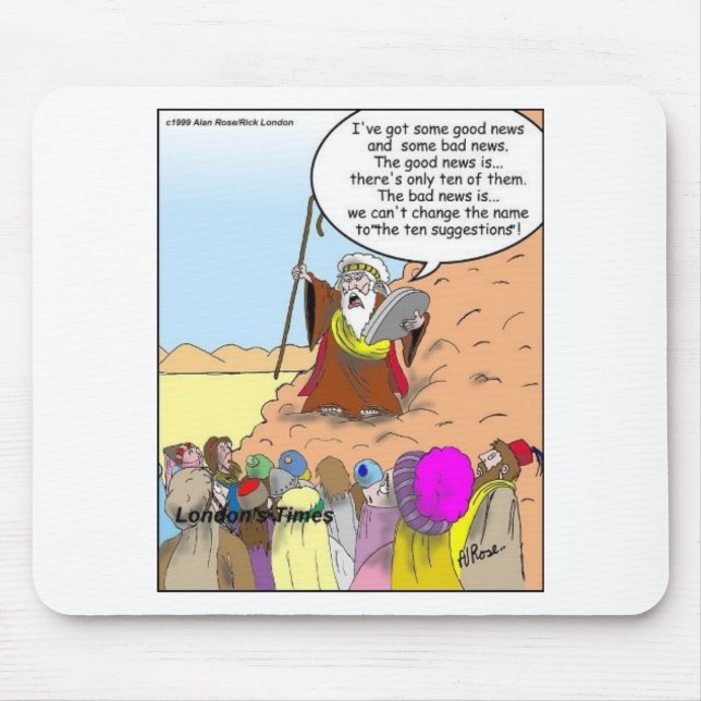 Moses & The Ten Suggestions Funny Gifts & Tees Mouse Pad (Front)