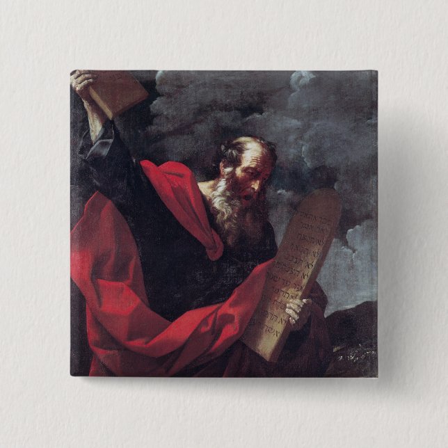 Moses with the Tablets of the Law 2 Inch Square Button (Front)