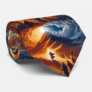 Moshe receiving the Torah on Mount Sinai Tie