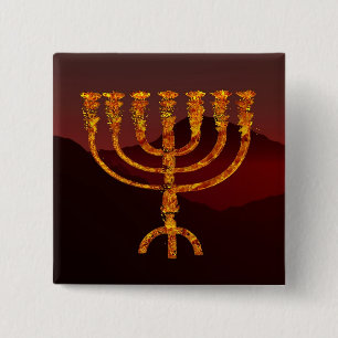 Moshe's Menorah 2 Inch Square Button