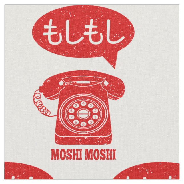 Moshi Moshi Japanese Language Telephone Fabric (Close Up)
