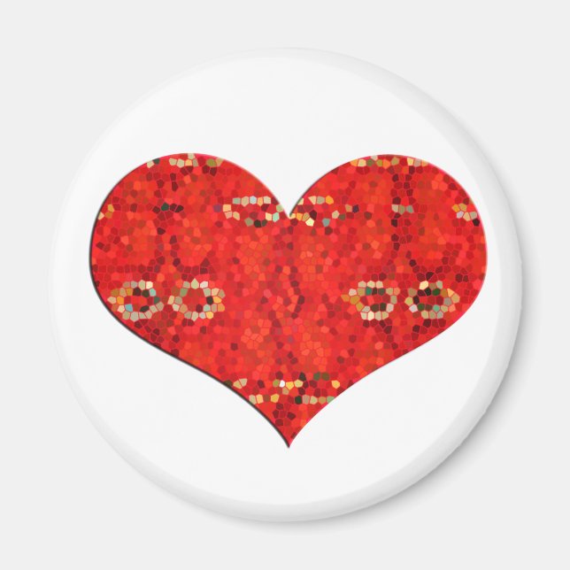mosiac red heart magnet (Front)