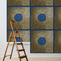 Mosiac Square Pattern Blue Gold  Peel Stick